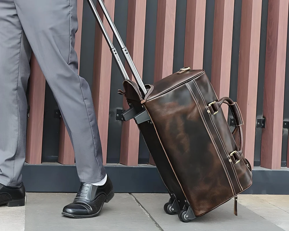 leather wheeled luggage